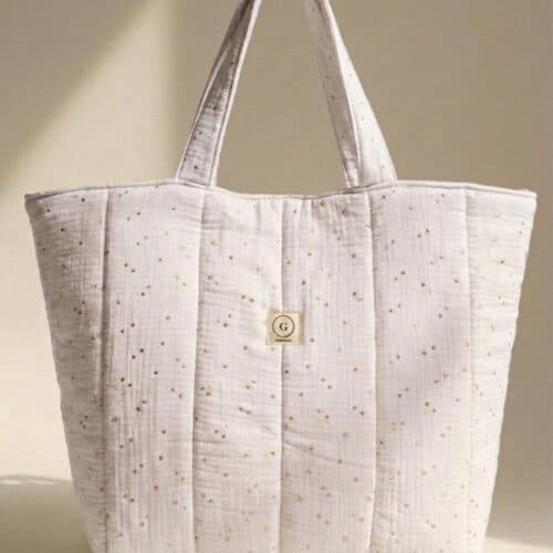 Τσάντα Λευκή gold dots