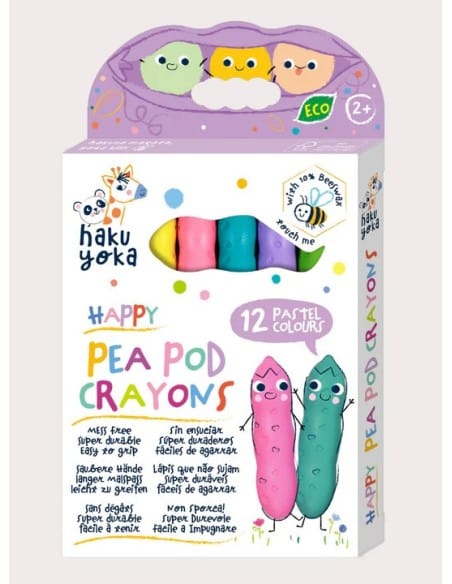 HAPPY PEA POD CRAYONS 12 PASTEL COLOURS