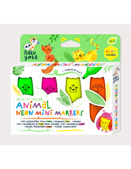 PLAY 'N' COLOUR MINI MARKERS ANIMAL NEON